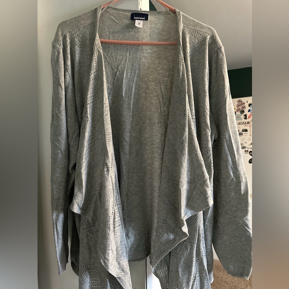 Basic Editions Light Gray Open Cardigan